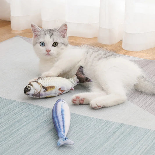 Electric Moving Fish Cat Toy Realistic Flopping Fish Dog Toy Plush Interactive Cat Toy for Indoor Cats Exercise