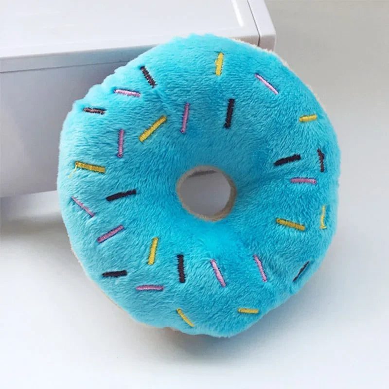Soft Dog Donuts Plush Pet Dog Toys For Dogs Chew Toy Cute Puppy Squeaker Sound Toys Funny Puppy Small Medium Dog Interactive Toy
