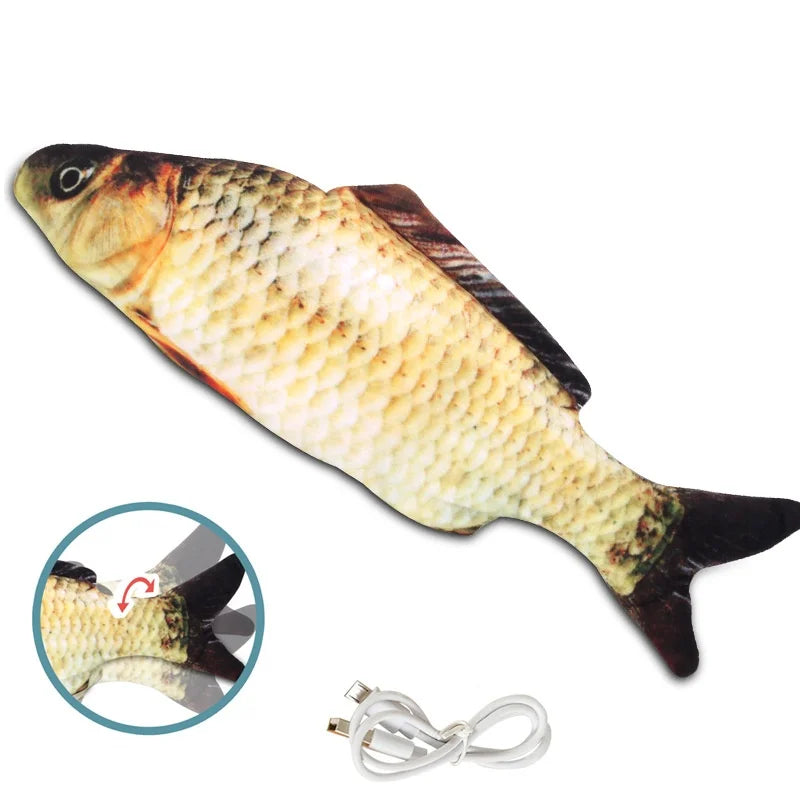 Electric Moving Fish Cat Toy Realistic Flopping Fish Dog Toy Plush Interactive Cat Toy for Indoor Cats Exercise