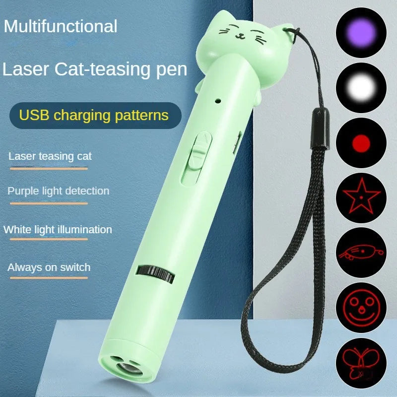 USB Charging Laser Cat Teasing Stick Infrared Laser Light Pattern Projection Cat Toy Pet Supplies Cat Teasing Pen cat toys
