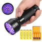 395nm UV Flashlight Black Light Waterproof 51 LED Flashlight Set with AA Battery for Home & Hotel Inspection Pet Urine Detector
