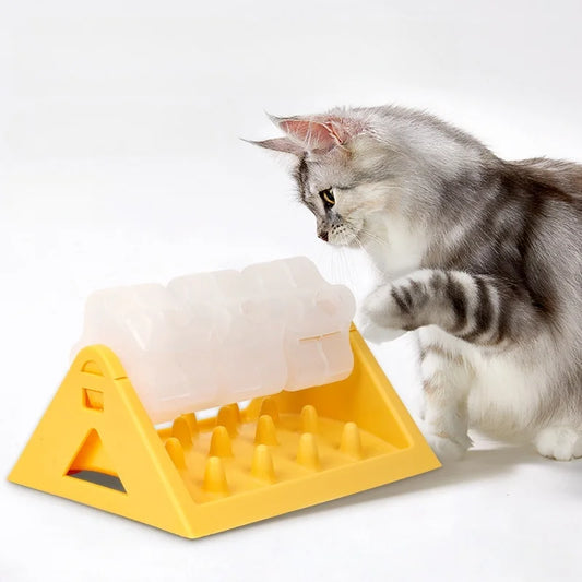 Puzzle Feeder Roller: Interactive Slow Eating Toy for Cats & Dogs - Portion Control with Treat-Dispensing Roller Ball