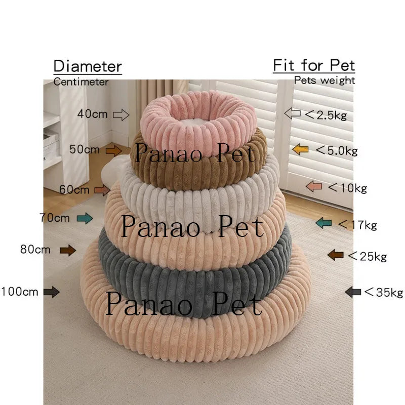 Dog Bed Donut Big Large Round Basket Plush Beds for Dogs Medium Accessories Fluffy Kennel Small Puppy Washable Pets Cat Products