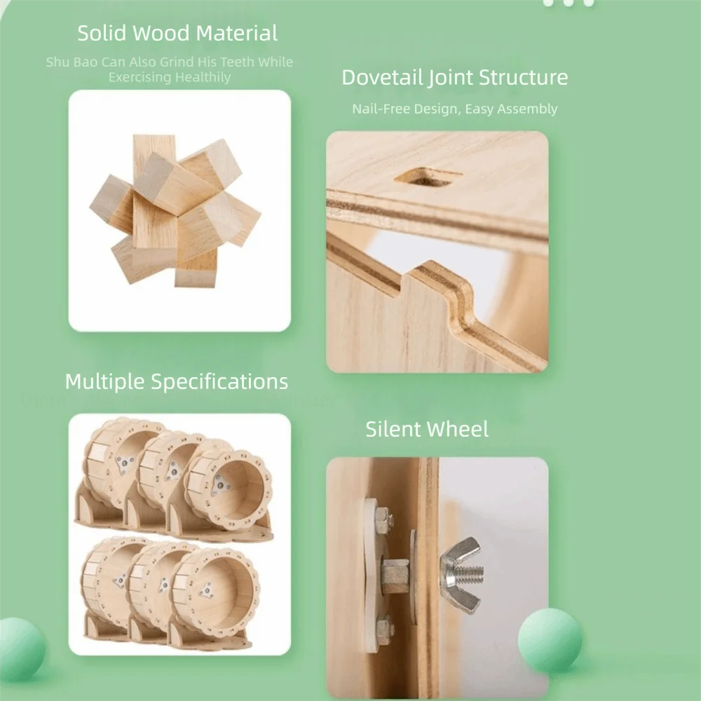 High Quality DIY Wooden Running Wheel Removable Silent Exercise Wheel Exercise Toy for Hamster