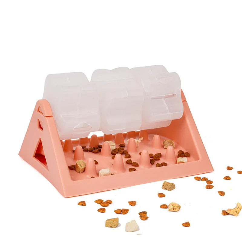 Puzzle Feeder Roller: Interactive Slow Eating Toy for Cats & Dogs - Portion Control with Treat-Dispensing Roller Ball
