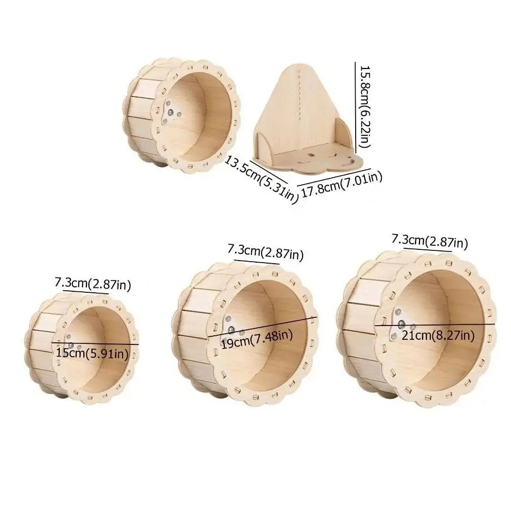 High Quality DIY Wooden Running Wheel Removable Silent Exercise Wheel Exercise Toy for Hamster