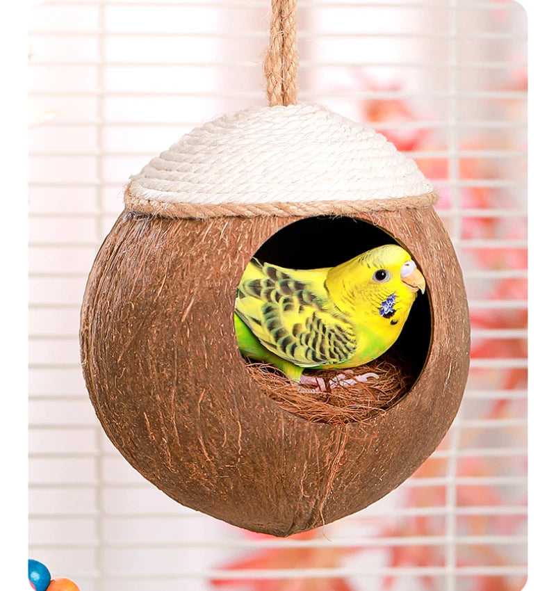 Hamster House Bite-resistant Natural Small Pet Coconut Cages Guinea-pig Hamster Hideout House Toy Wooden House Pet Supplies