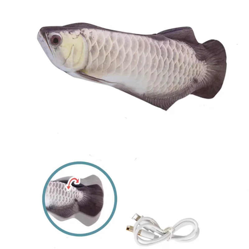 Electric Moving Fish Cat Toy Realistic Flopping Fish Dog Toy Plush Interactive Cat Toy for Indoor Cats Exercise
