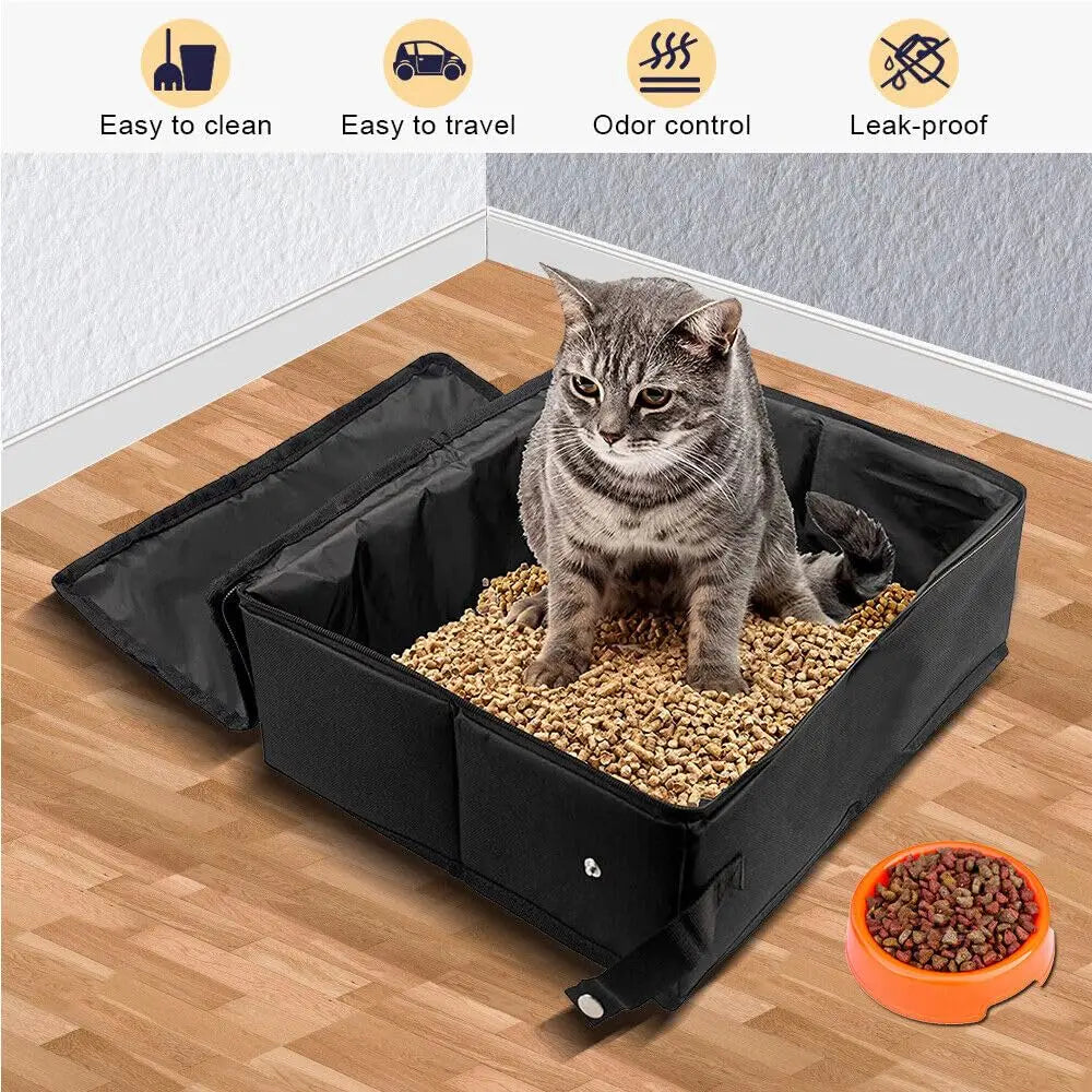 Portable Folding Travel Pet Litter Box Dog Toilet Tray Folding Cat Litter Potty Waterproof Outdoor Foldable Cat Litter Box