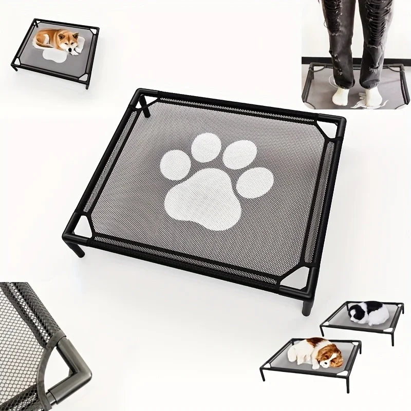 Cooling Elevated Dog Bed - Raised Dog Cot Fits, Pet Cot with Durable Supportive Mesh, Indoor & Outdoor, Black, Small Pet Bed