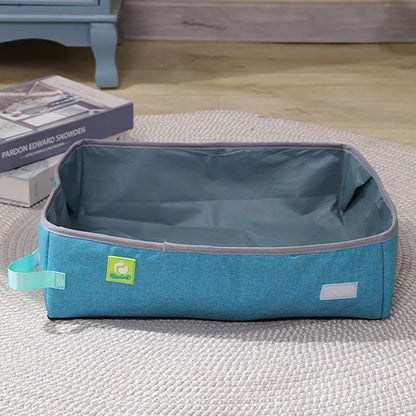 Folding Cat Litter Box Portable Waterproof Oxford Cloth Cat Litter Box Cat Toilet Cleaning Basin Supplies Pet Toilet