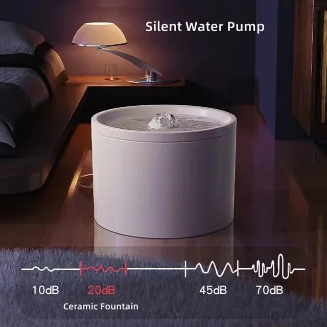 1L Ceramic Cat Water Fountain USB Charging Pet Water Feeders Dogs Automatic Circulating Filtration Flow Water Dispenser