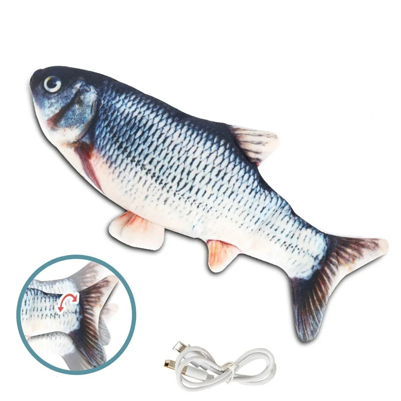 Electric Moving Fish Cat Toy Realistic Flopping Fish Dog Toy Plush Interactive Cat Toy for Indoor Cats Exercise