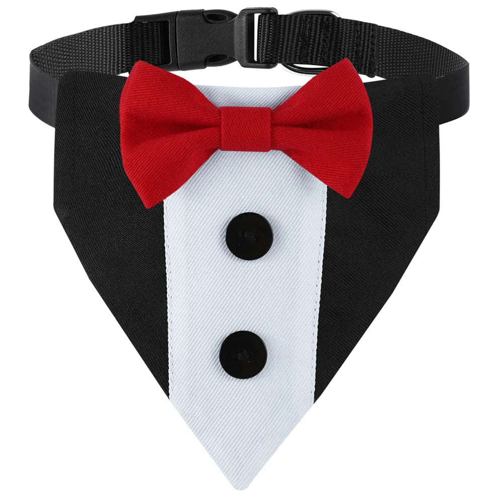 Sucado Brand Pet Wedding Suit Bib Dog Collar Adjustable with Bow Tie Bandana for Engagement Party Costume Clothes