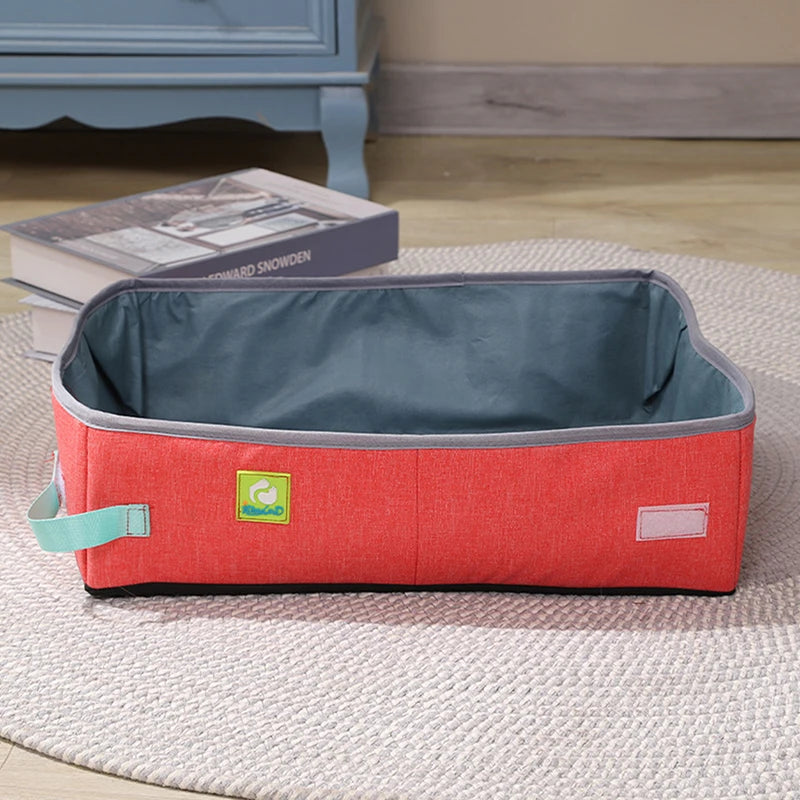 Folding Cat Litter Box Portable Waterproof Oxford Cloth Cat Litter Box Cat Toilet Cleaning Basin Supplies Pet Toilet