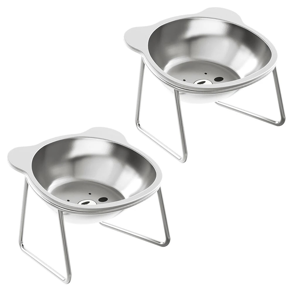 Stainless Steel Cat Bowls Raised Whisker Fatigue Relief Cat Plates Pet Water Dish Kitten Bowls Pet Bowls for Cats Food Bowls