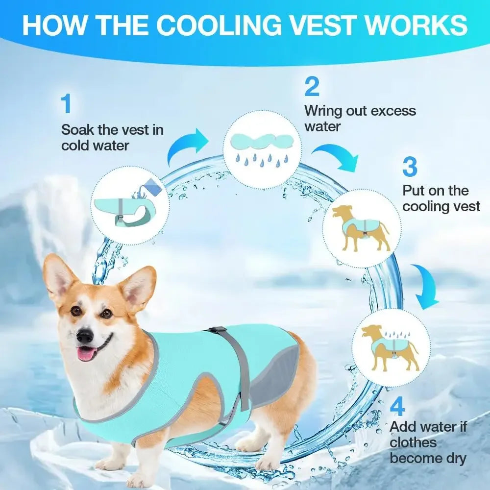 Cooling Dog Vest - Breathable Dog Tank Top for hot seasons, adjustable lightweight cool pet jacket, UV resistant dog shirt