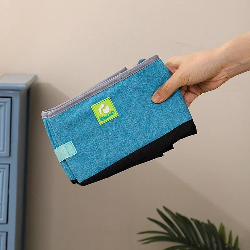 Folding Cat Litter Box Portable Waterproof Oxford Cloth Cat Litter Box Cat Toilet Cleaning Basin Supplies Pet Toilet