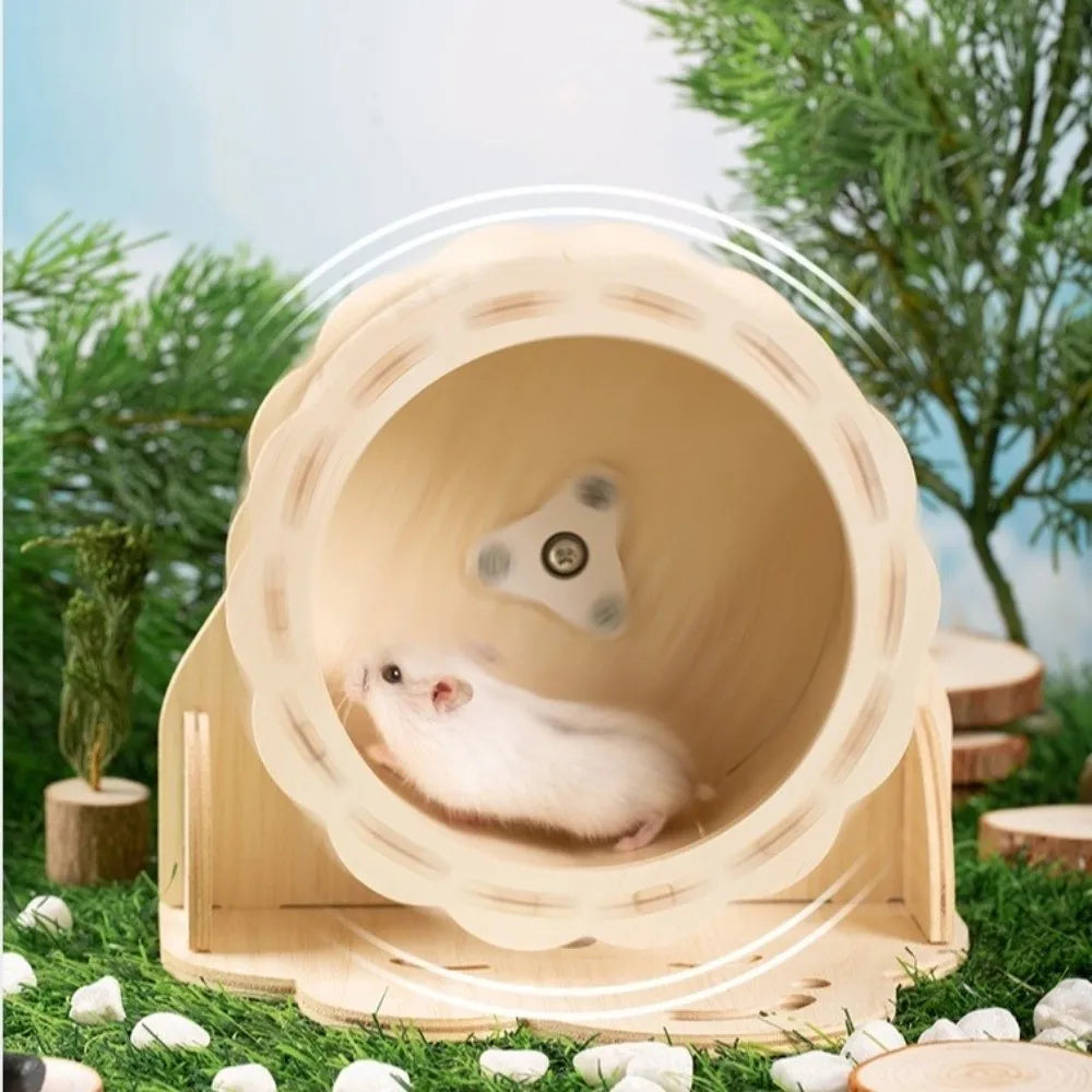 High Quality DIY Wooden Running Wheel Removable Silent Exercise Wheel Exercise Toy for Hamster