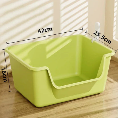 Semi-Open Cat Litter Box Non-Stick Surface with  Anti-Track Mat Tray Pet Toilet with Removable Easy Clean Hood for Small Spaces