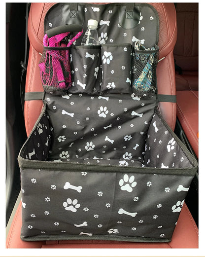 Dog Car Seat with Storage Pockets,Travel Dog Car Seat Cover Folding Hammock Dog Car Seat Basket for Small Medium Dogs