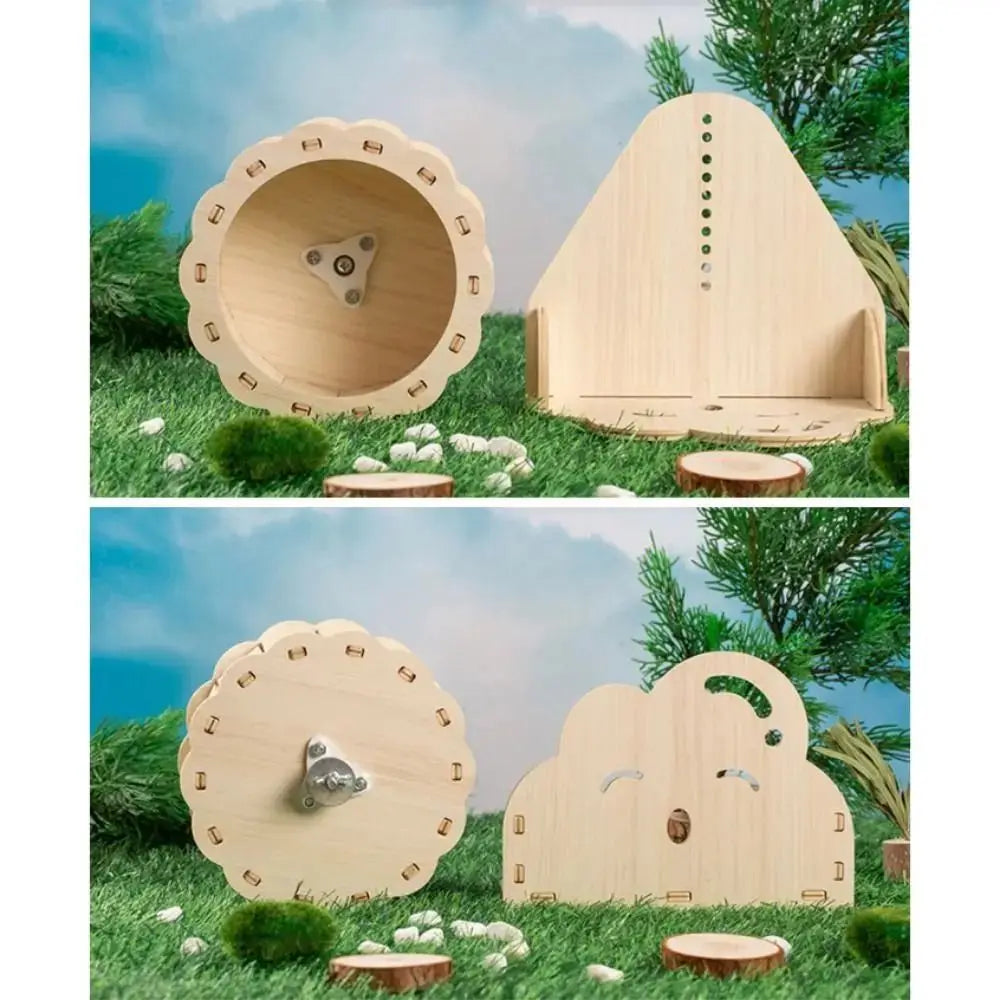 High Quality DIY Wooden Running Wheel Removable Silent Exercise Wheel Exercise Toy for Hamster