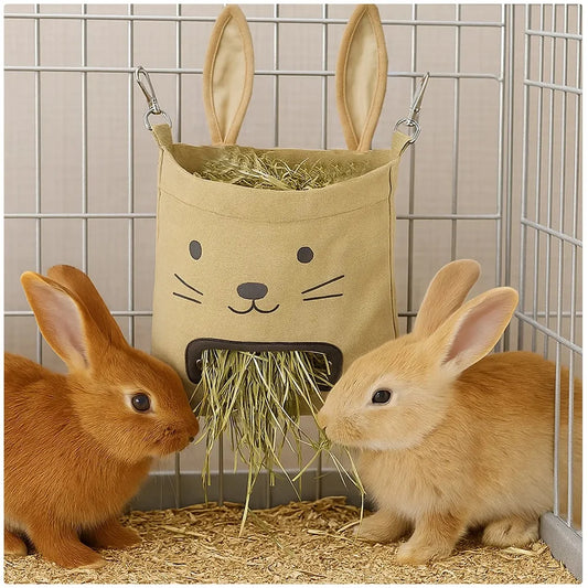 New Rabbit Hanging Hay Bag Shaped Feeding Feed Package Convenient Multiple Colors Available Small Pet Supplies