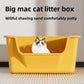 Semi-Open Cat Litter Box Non-Stick Surface with  Anti-Track Mat Tray Pet Toilet with Removable Easy Clean Hood for Small Spaces