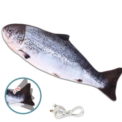 Electric Moving Fish Cat Toy Realistic Flopping Fish Dog Toy Plush Interactive Cat Toy for Indoor Cats Exercise