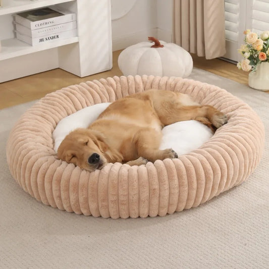 Dog Bed Donut Big Large Round Basket Plush Beds for Dogs Medium Accessories Fluffy Kennel Small Puppy Washable Pets Cat Products