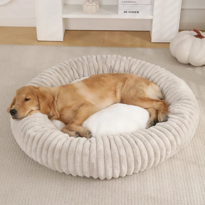 Dog Bed Donut Big Large Round Basket Plush Beds for Dogs Medium Accessories Fluffy Kennel Small Puppy Washable Pets Cat Products